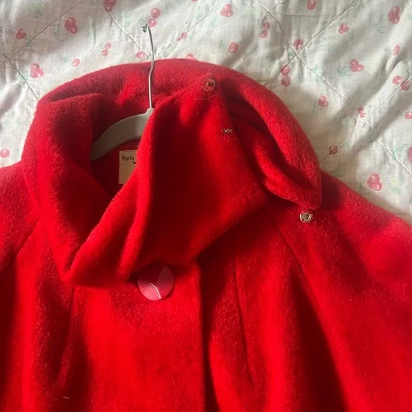 Lili Anne Red Wool mohair Swing Coat with Funnel Collar - Picture 8 of 15